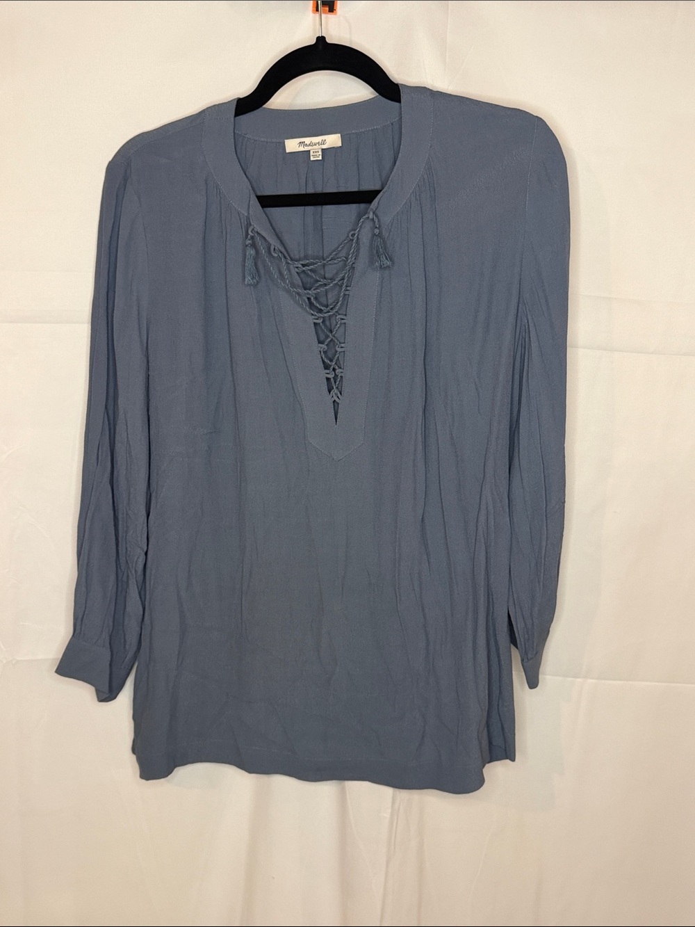 Madewell Charcoal Lace-Up Blouse